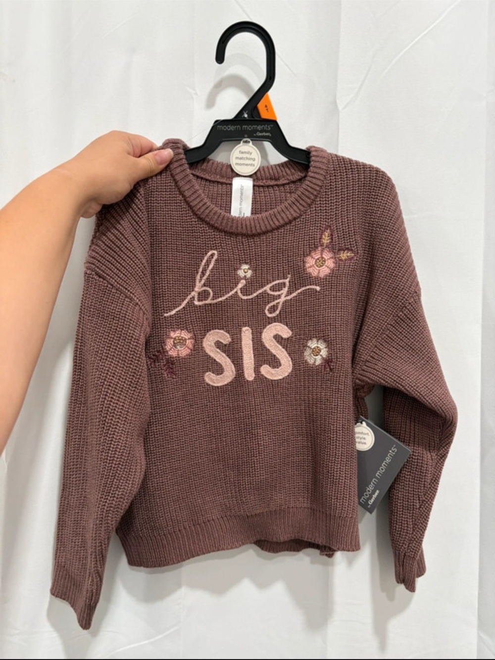 NWT Big Sis Embroidered Mauve Knit Sweater from Modern Moments 🌸